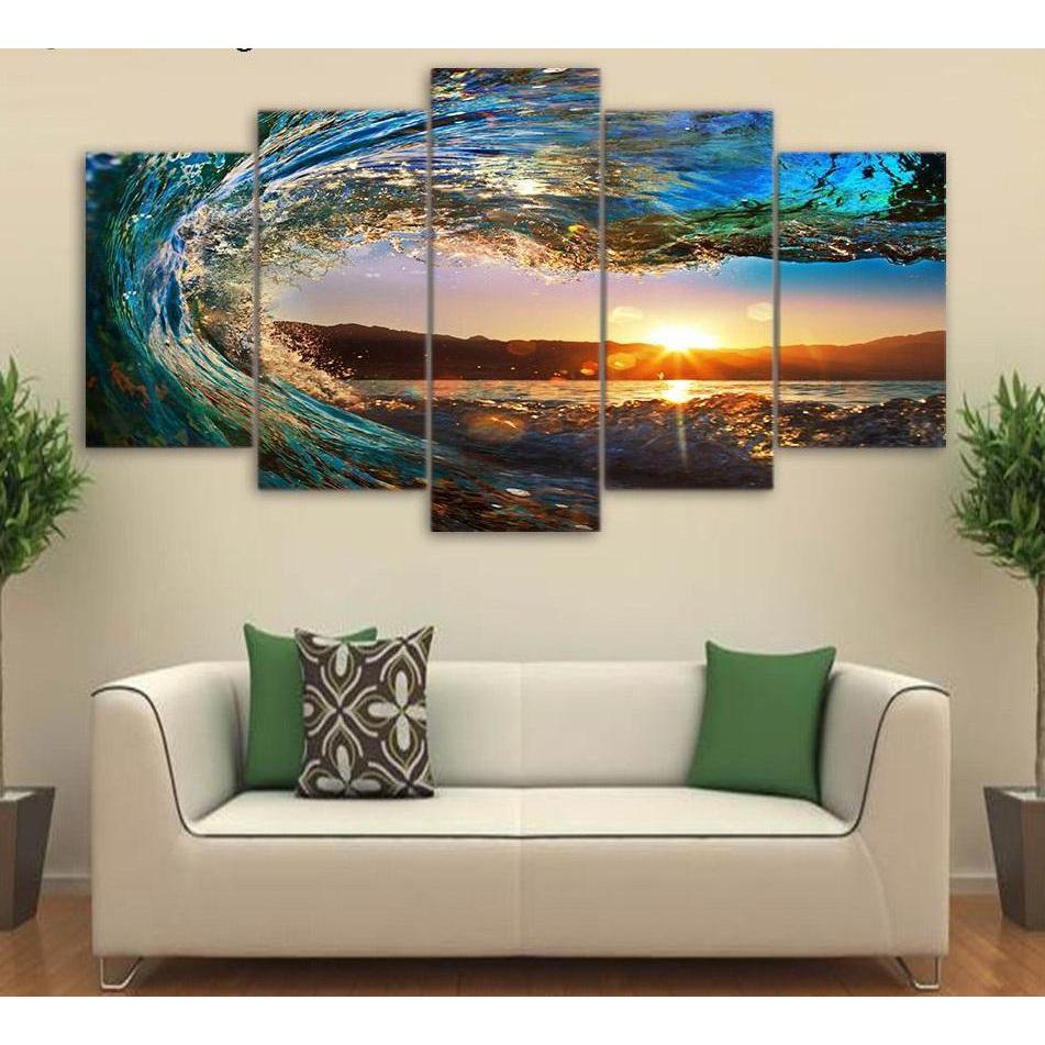 5 Piece Canvas print Wall Decor Seascape Sunset