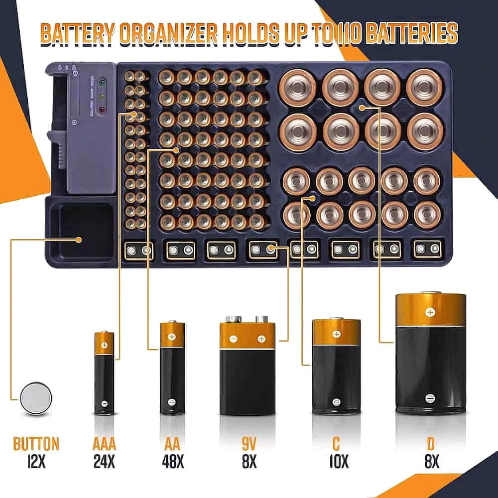 Battery Organizer With Battery Tester