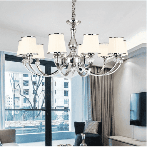 chrome chandelier living room