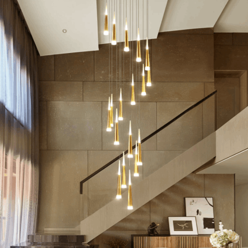 pendant cluster light chandelier staircase stairs