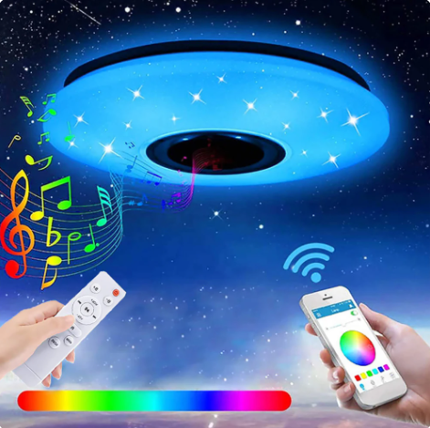Smart multi color rgb ceiling light with built in speaker and remote control