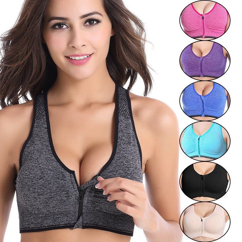 Sexy Sports Fitness Bra With Front Zipper