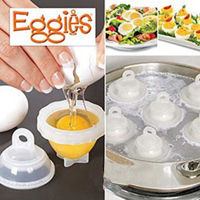 7 piezas Piezas Hervir a ebullición de huevo 6 Eggies + 1 Separador de huevos blancos