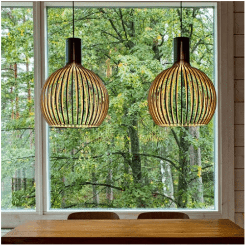 Birdcage Lamp Wooden Pendant Light