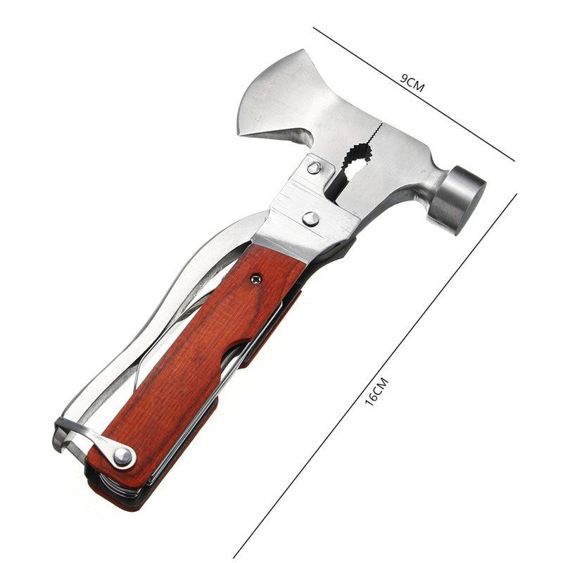 Camping Outdoor Multi Tool Hammer Axe Knife Bottle Opener Screwdriver Plier Tool Kit