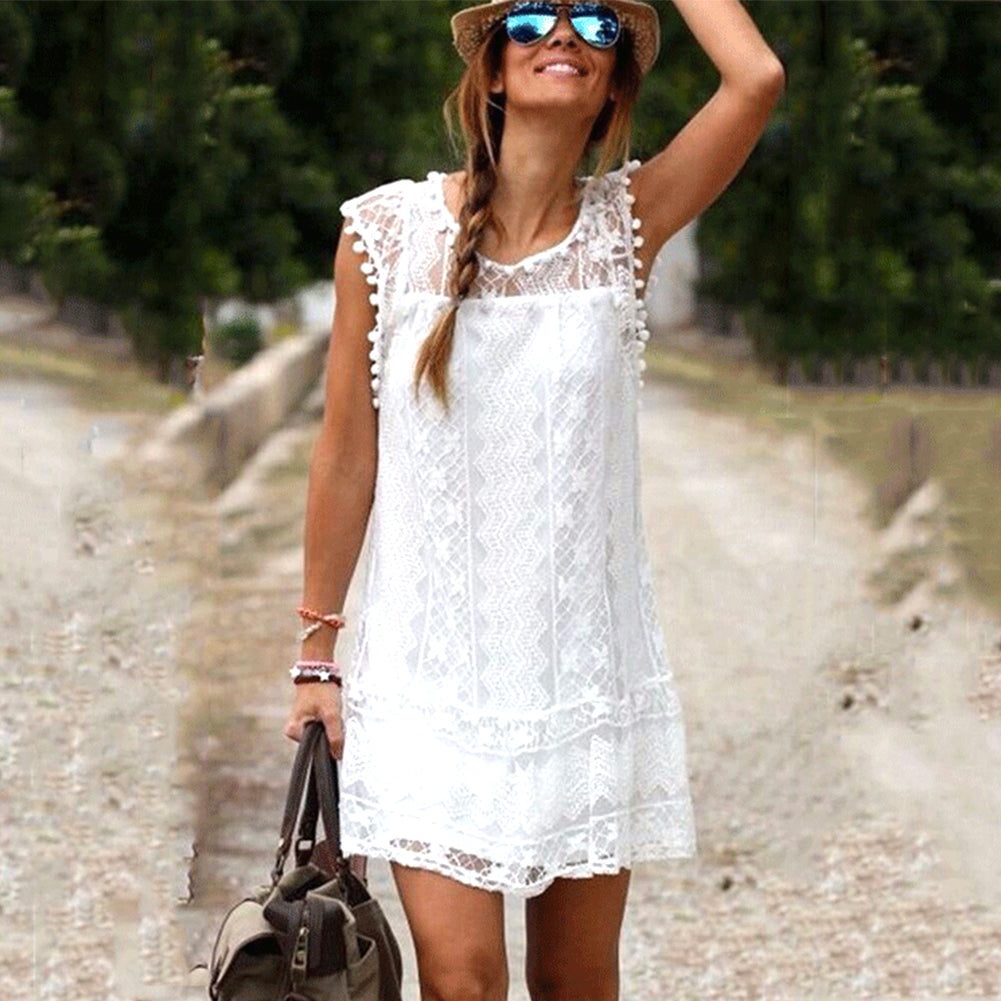 white lace beach dress