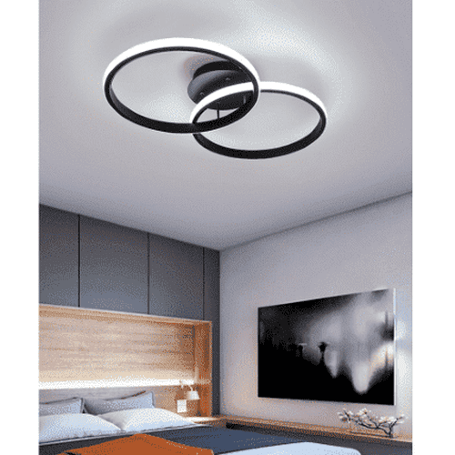 Aménagement de plafond LED moderne à double cercle