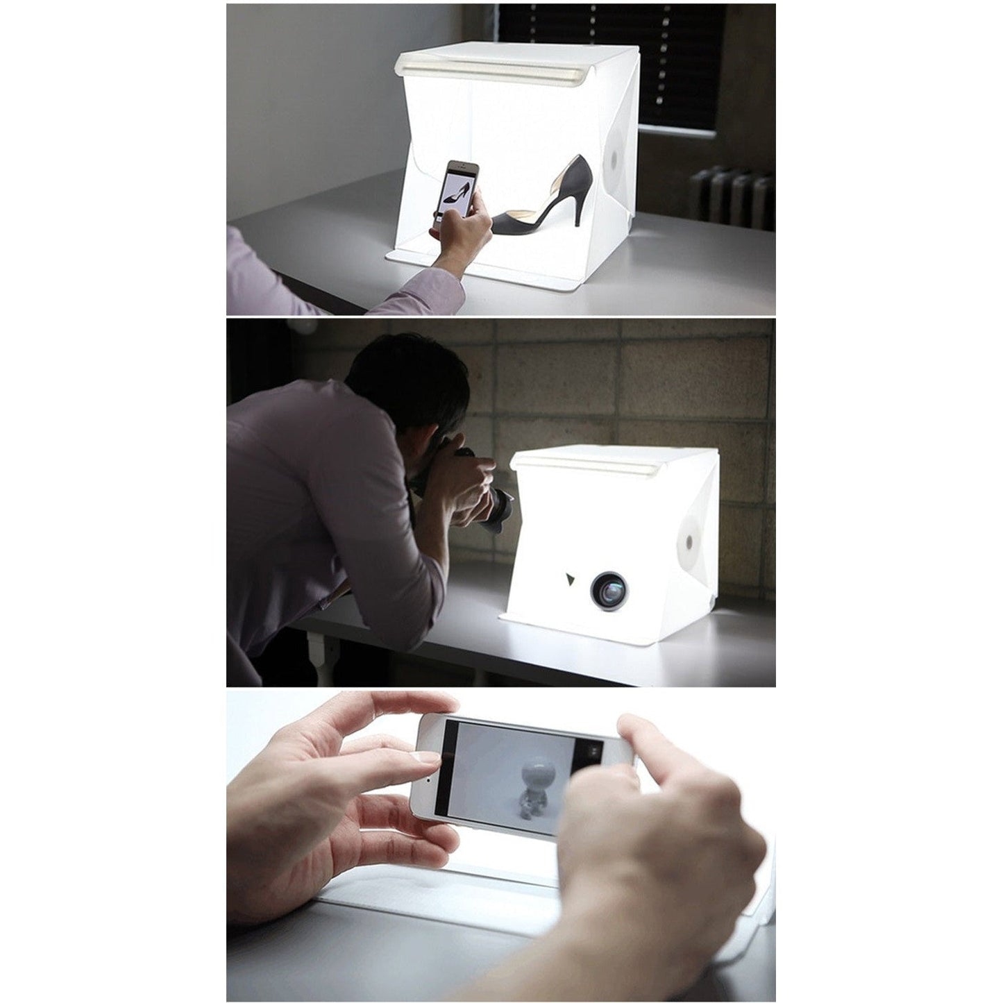 Folding Portable Photo Studio LED Light Soft Box- Take Pictures Like a Pro on the Go with a Smartphone or DSLR Camera