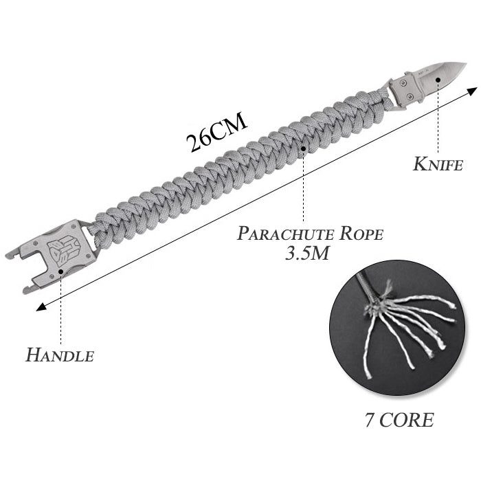 Bracelet de corde de survie avec couteau intégré