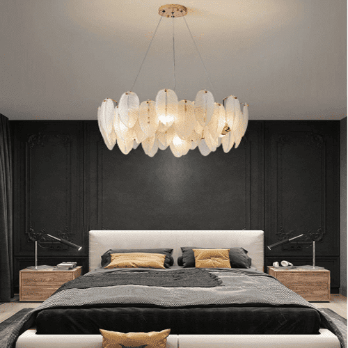 glass chandeliers bedroom
