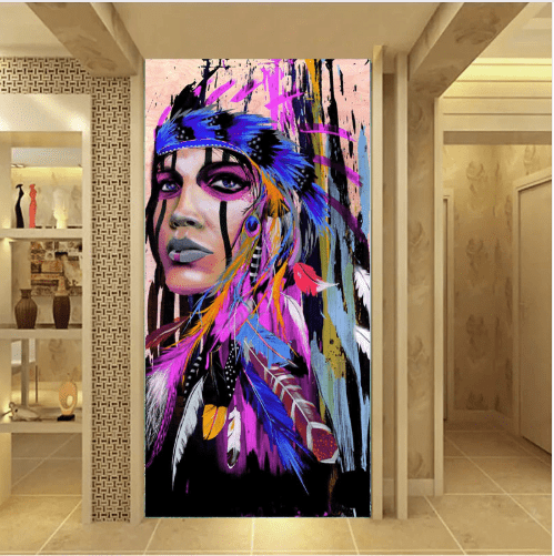 Native American Girl HD Canvas Print Wall Art