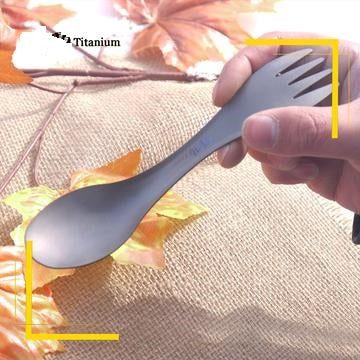 Titanium Spoon And Fork In 1 Lightweight For Camping Hiking Outdoors