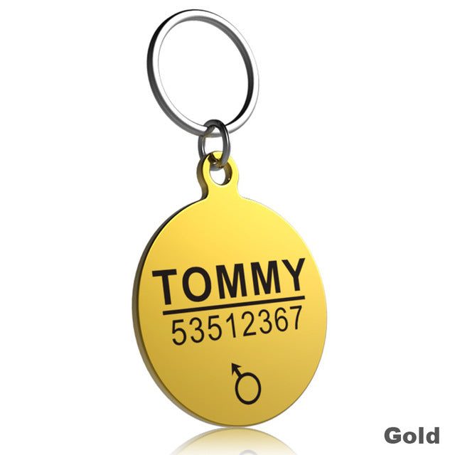 Stainless Steel Dog Cat ID Tag With Name And Telephone Number Engraved