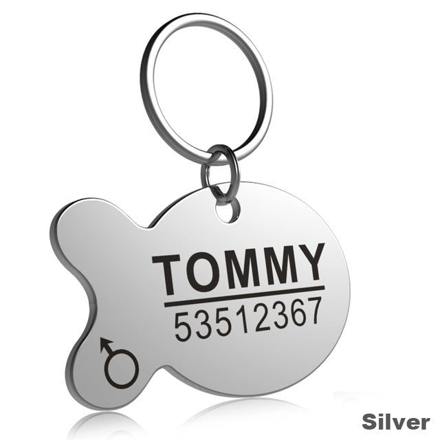 Stainless Steel Dog Cat ID Tag With Name And Telephone Number Engraved