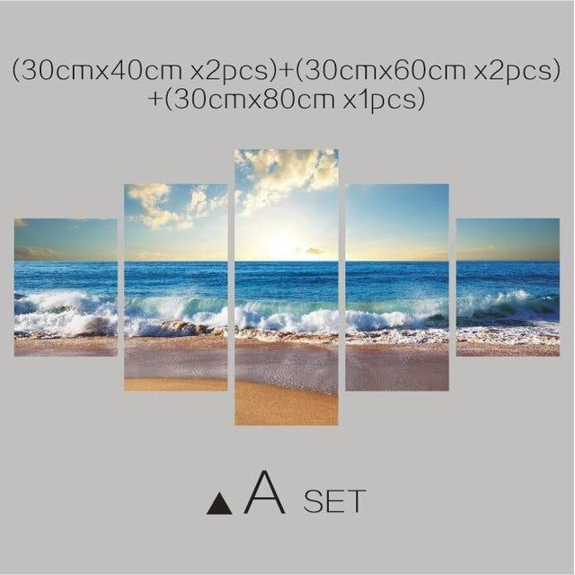 5 piezas de lienzo Art HD Impresión Se marea Playa