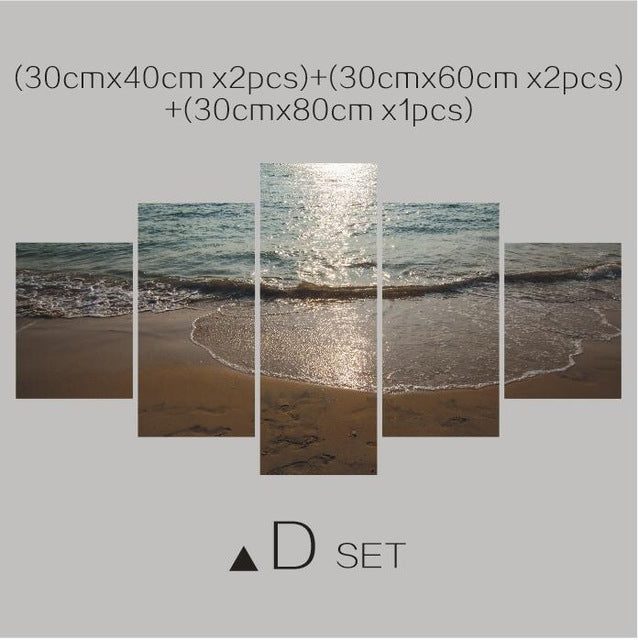 5 piezas de lienzo Art HD Impresión Se marea Playa