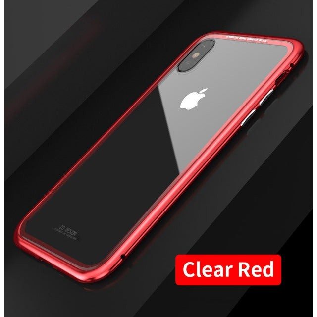 Étui de téléphone en aluminium pour iPhone 7, 8, X, 7Plus, 8plus Temperred Glass Couvre arrière